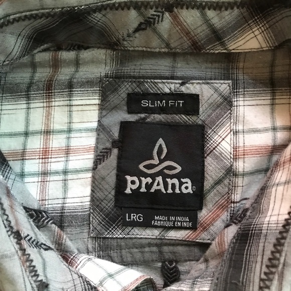 Gray plaid prAna shirt Slim Fit organic cotton - Picture 4 of 10